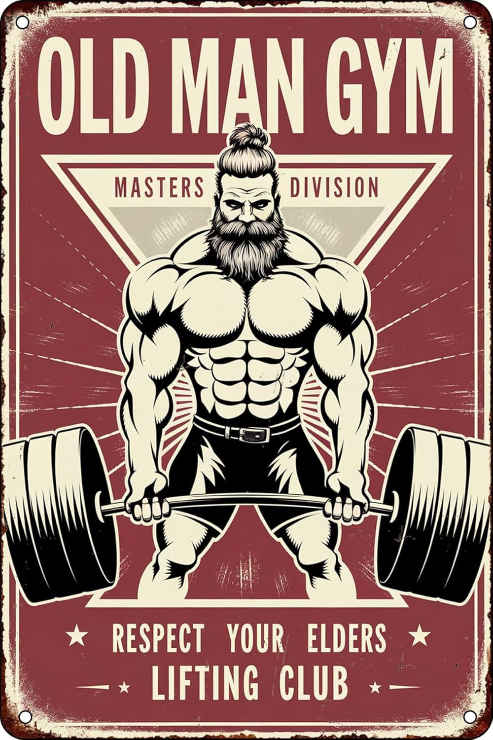 Old Man Gym Tin Sign Funny Weightlifting Metal Sign for Home Gym Man ...