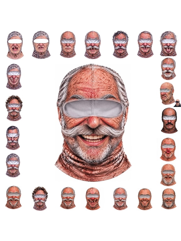 Old Man Mask,Balaclava Face Mask, 3D Funny Ski Face Mask Lightweight Breathable UV Sun Protection Full Head Cover for Skiing Cycling Motorcycle Fishing Hunting Halloween Sports