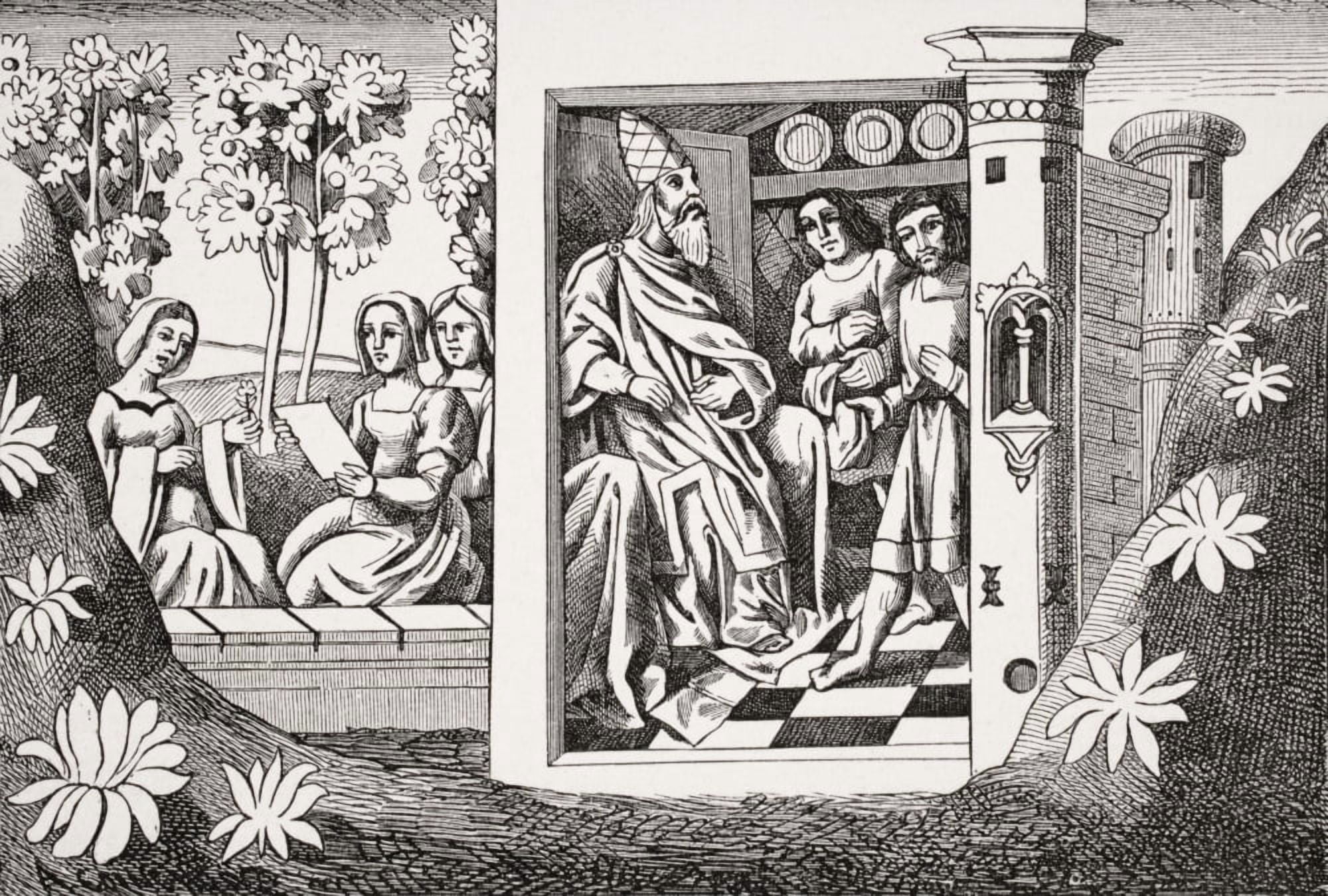 The Old Man Of The Mountain Giving Orders To His Followers Copy Of Miniature In 15Th Century Manuscript Of Marco PoloS Travels Canvas Art - Ken Welsh Design Pics (17 x 11)