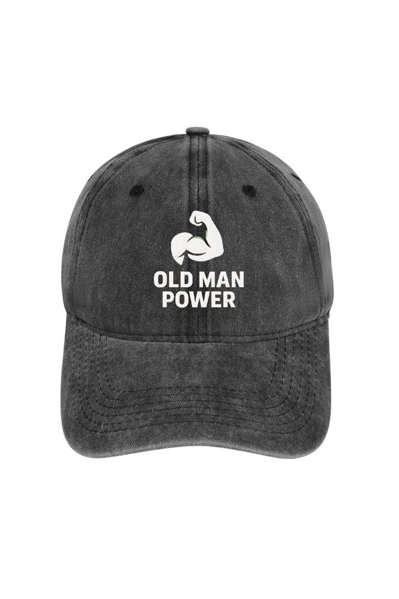 Old Man Power Charcoal Cotton Baseball Cap for Men Women, Outdoor Casual Adjustable Hat