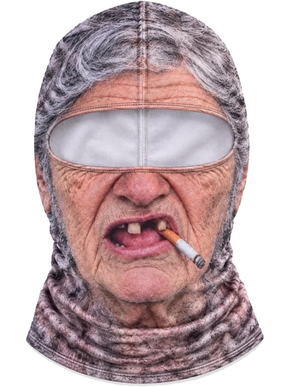 Old Man Ski Mask, 3D Printed Funny Realistic Face Balaclava, Full Neck Coverage Winter Face Cover, Novelty Winter Face Cover for Skiing Snowboarding Outdoor Parties and Funny Gifts