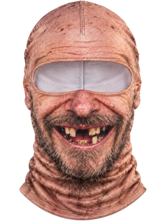 Old Man Ski Mask, 3D Printed Funny Realistic Face Balaclava, Full Neck Coverage Winter Face Cover, Novelty Winter Face Cover for Skiing Snowboarding Outdoor Parties and Funny Gifts