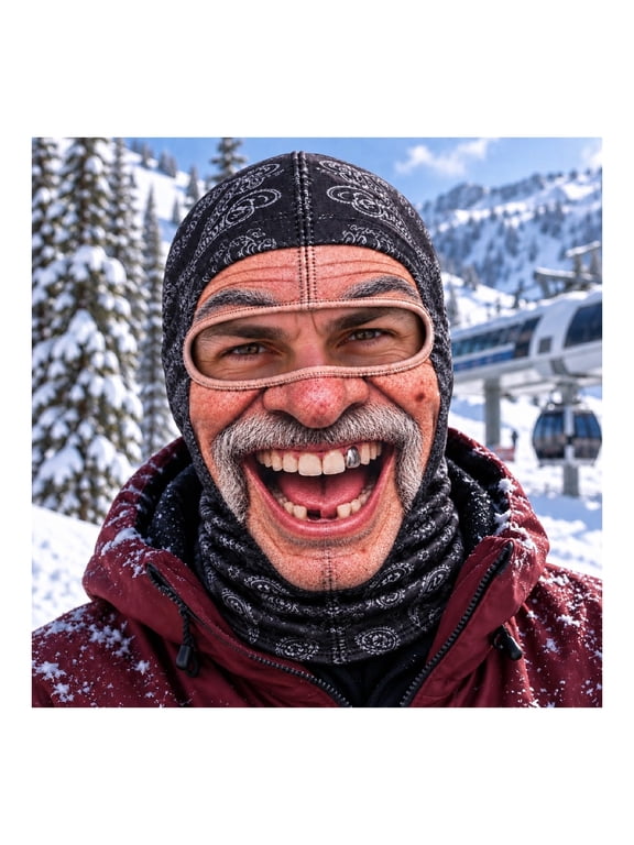 Old Man Ski Mask, Funny Realistic 3D Printed Winter Full Face Balaclava with Neck Coverage, Realistic Face Print Ski Mask for Skiing, Snowboarding, Outdoor Parties and Gag Gifts E