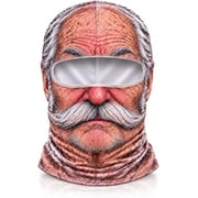 Old Man Ski Mask, Funny Realistic Face Balaclava with 3D Grandpa Print, Full Head and Neck Winter Cover for Skiing Snowboarding, Helmet Novelty Costume Gift for Men, Winter Parties Grandpa