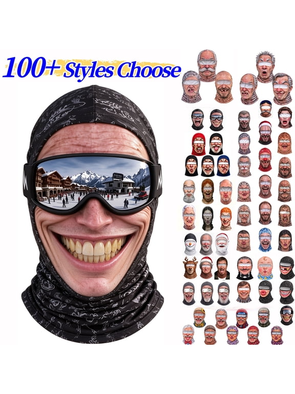Old Man Ski Mask Funny Realistic Face Balaclava 3D Printed Full Face Winter - With Neck Coverage, Novelty Winter Face Cover for Skiing Snowboarding Outdoor Parties and Funny Gifts - D - Akmoler