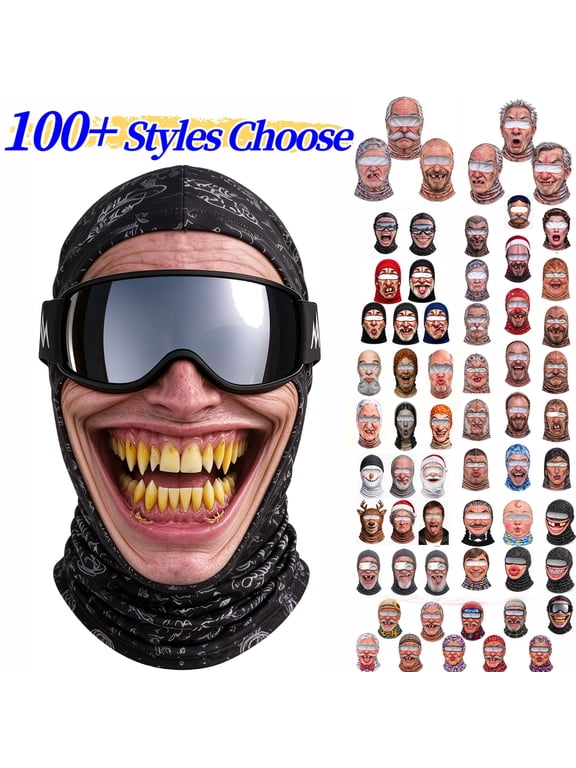 Old Man Ski Mask Funny Realistic Face Balaclava 3D Printed Full Face Winter - With Neck Coverage, Novelty Winter Face Cover for Skiing Snowboarding Outdoor Parties and Funny Gifts - E - Akmoler