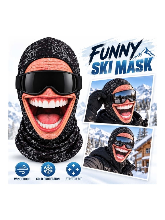 Old Man Ski Mask Funny Realistic Face Balaclava 3D Printed Full Face Winter With Neck Coverage, Novelty Winter Face Cover for Skiing Snowboarding Outdoor Parties and Funny Gifts