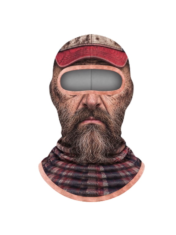 Old Man Ski Mask Funny Realistic Face Balaclava 3D Printed Full Face,With Neck Coverage, Novelty Face Cover for Skiing Snowboarding Outdoor Parties and Funny Gifts(5)
