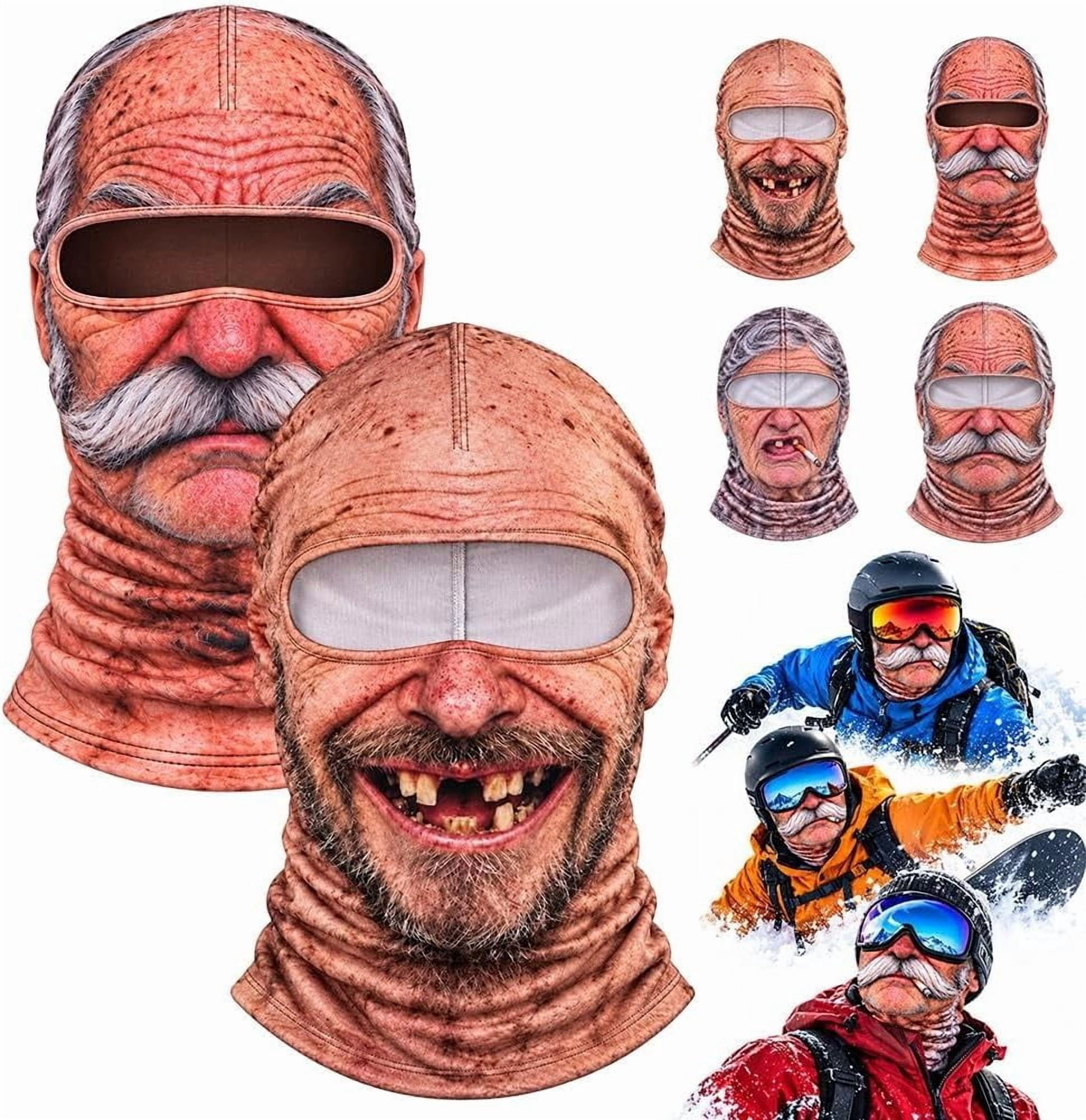 Old Man Ski Mask Funny Realistic Face Balaclava Winter Fleece Lined ...