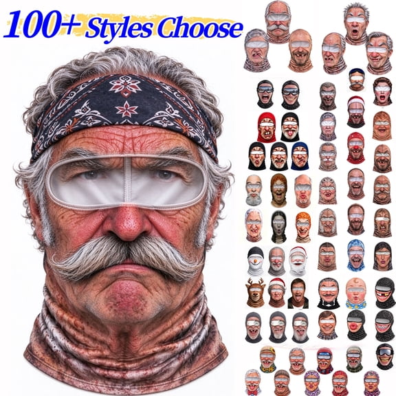 Old Man Ski Mask Funny Realistic Face Ski Mask 3D Print Windproof Balaclava - Winter Face Mask Warm Windproof Face Cover Novelty Neck Coverage for Skiing Outdoor Parties - Akmoler