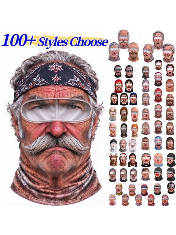 Old Man Ski Mask Funny Realistic Face Ski Mask 3D Print Windproof Balaclava - Winter Face Mask Warm Windproof Face Cover Novelty Neck Coverage for Skiing Outdoor Parties - Akmoler