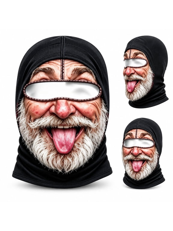 Old Man Ski Mask Funny Realistic Face Ski Mask 3D Print Windproof Balaclava - Winter Face Mask Warm Windproof Face Cover Novelty Neck Coverage for Skiing Snowboarding Outdoor Parties - B - Akmoler