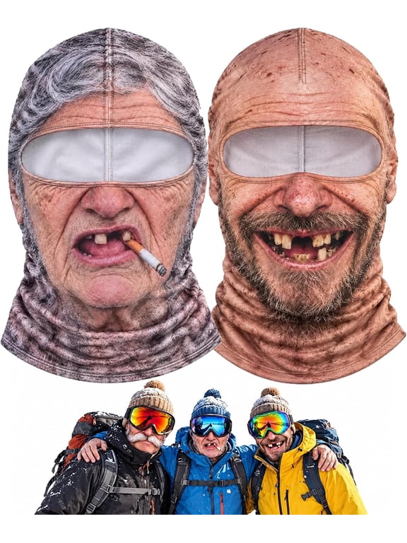Old Man Ski Mask, Funny Realistic Face Ski Mask, Hilarious Winter Party Gear for Outdoor Groups, Novelty Winter Face Covering for Men and Women, for Snowboarding, Cycling & Costumes