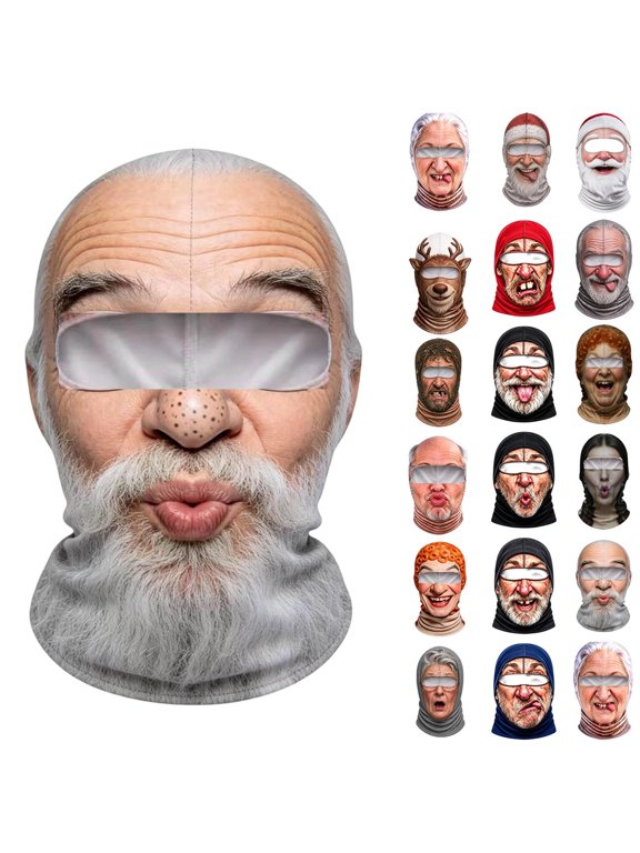 Old Man Ski Mask, Hilarious Realistic Balaclava, Hilarious Snowboard Gear for Winter Crews, Novelty Winter Full Cover for Men and Women, for Snow Sports, Riding & Cosplay
