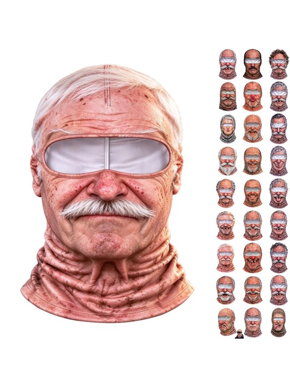 Old Man Ski Mask, Novelty 3D Printed Balaclava, Novelty Winter Gear for Outdoor Fans, Funny Winter Face Mask for Men and Women, for Snowboarding, Snow Shoveling & Parties