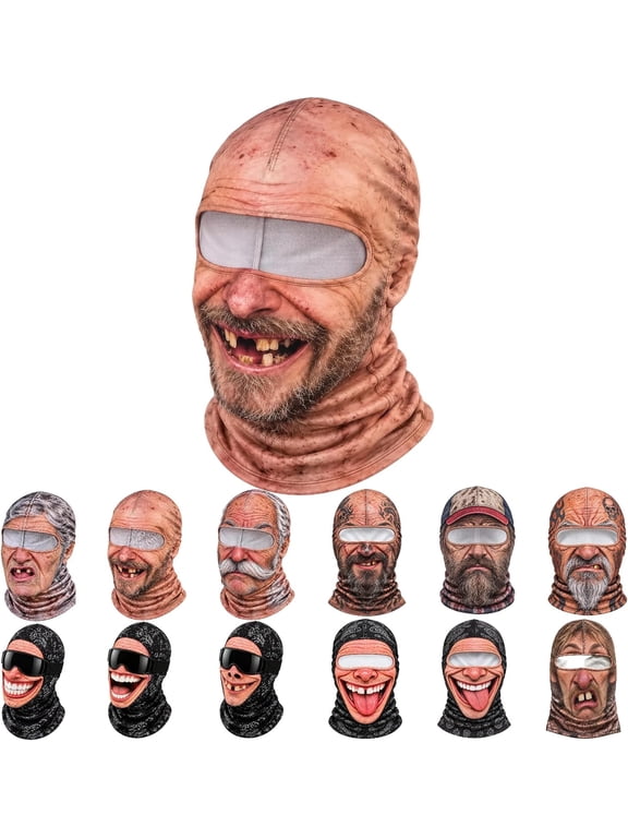 Old Man Ski Mask Winter Funny 3D Printed Full Face Realistic Face Balaclava with Neck Coverage Cosplay Costume,as shown,A Black