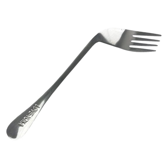 Old Man Spoon, Feeding Spoon Fork Curved, Adaptive Utensils Set for Left & Right Hand, Curved Stainless Steel Spoon and Fork for Elderly, Adults with Tremors, Comfortable Angled Handle Design
