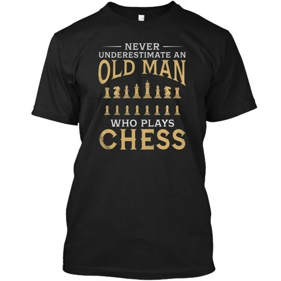 Old Man Who Plays Chess T-Shirt Made in the USA Size S to 5XL