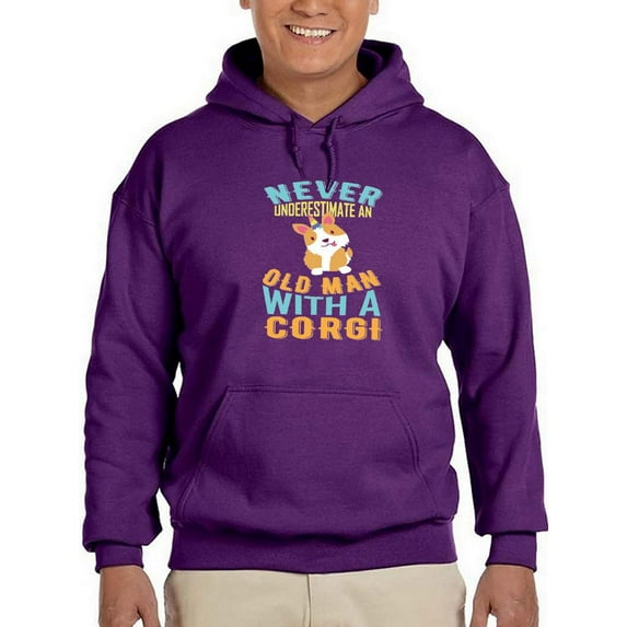 Old Man With A Corgi Hoodie Men -Image by Shutterstock, Male 4X-Large