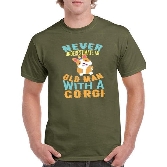 Old Man With A Corgi T-Shirt Men -Image by Shutterstock, Male 4X-Large
