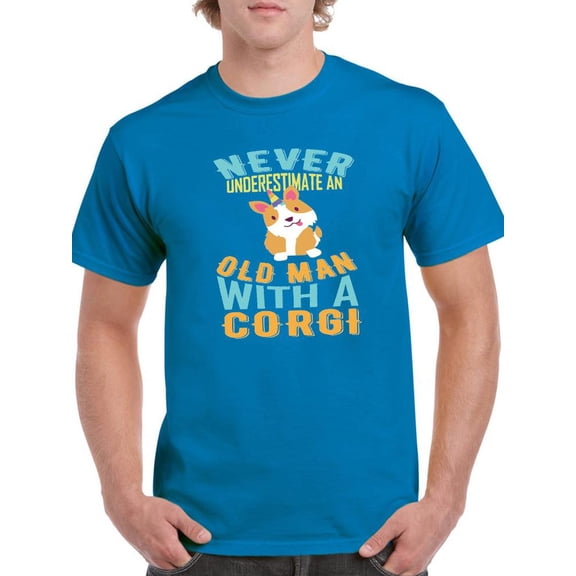 Old Man With A Corgi T-Shirt Men -Image by Shutterstock, Male Medium