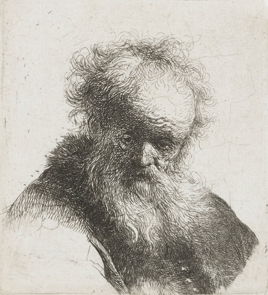 Old Man With Long Beard And White Shirt Sleeve Canvas Art - (18 x 24)