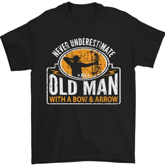 Old Man With a Bow & Arrow Funny Archery T-Shirt Size S-3XL