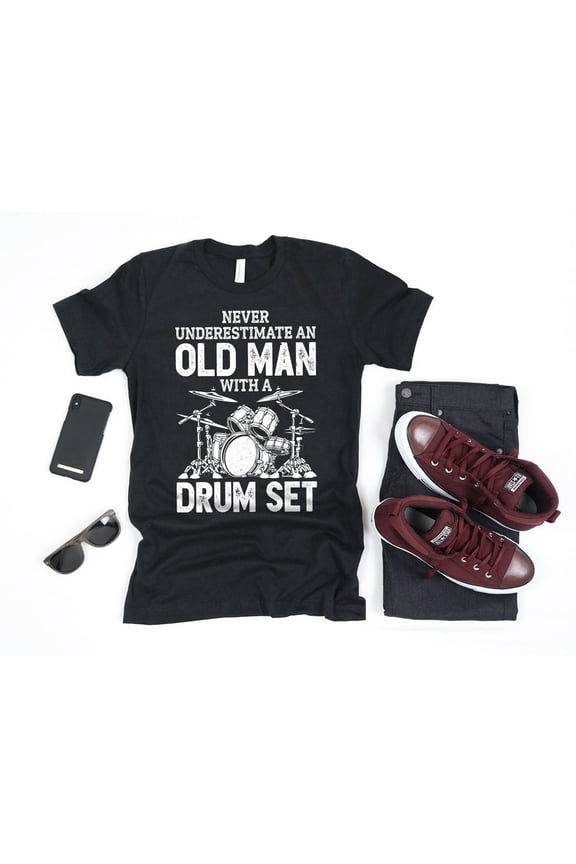 Old Man With a Drum Set Drummer Shirt / Music Lover Gifts / Musician Shirts / Fathers Day / Drummers Gift / Playing Drums / Tank Top Hoodie
