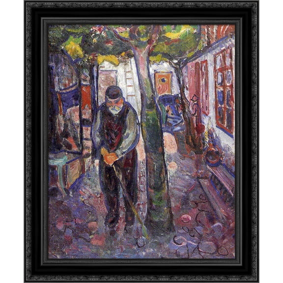Old Man in Warnemunde 24x19 Black Ornate Wood Framed Canvas Art by Munch, Edvard