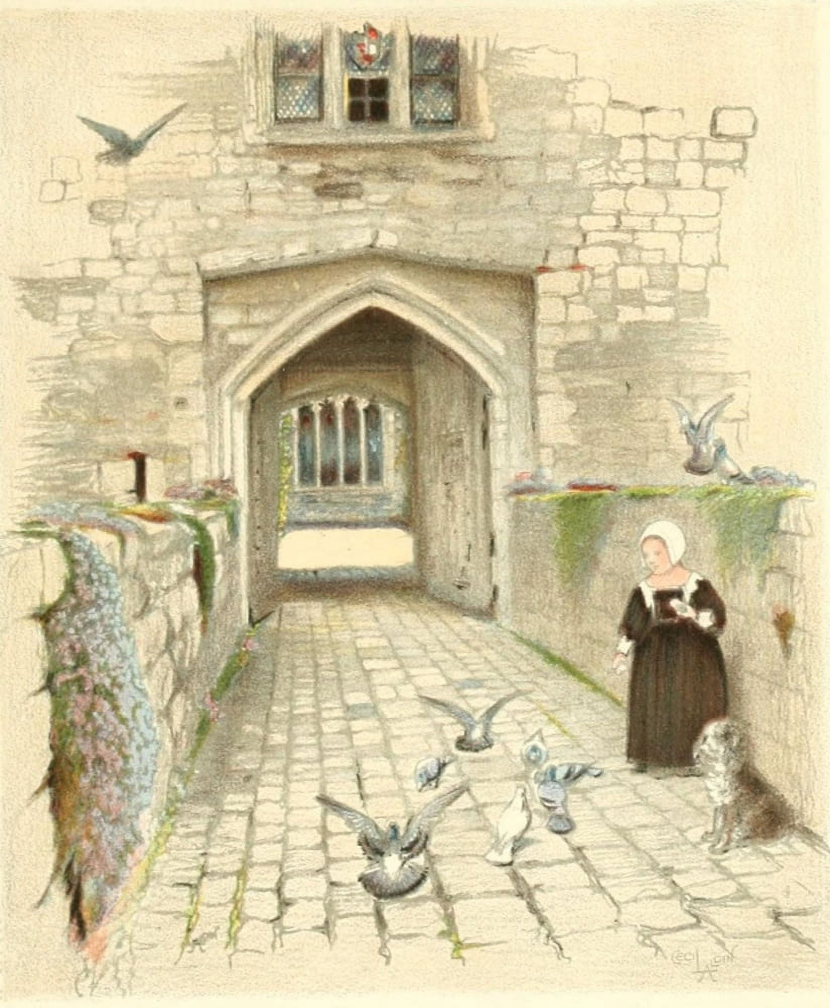 Old Manor Houses 1920 Ightam Moat House 2 Canvas Art - Cecil Aldin (18 x 24)