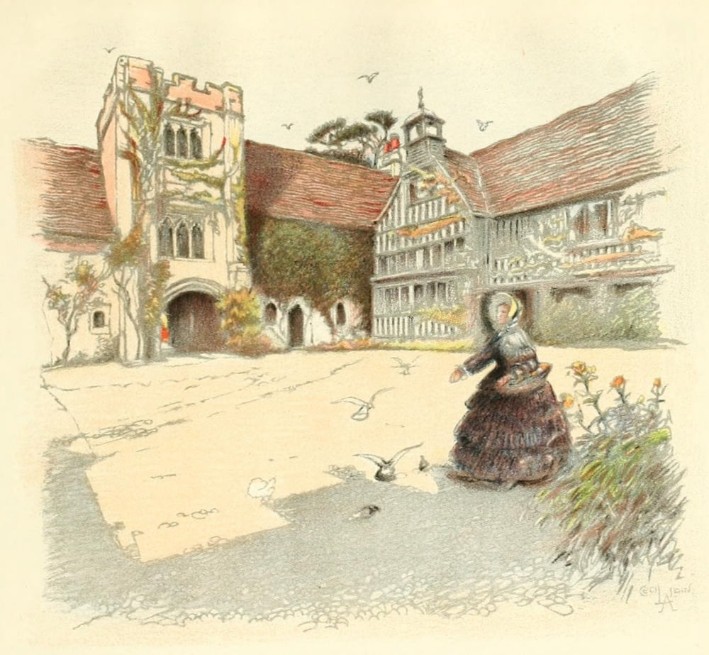 Old Manor Houses 1920 Ightham Mote Sevenoaks Canvas Art - Cecil Aldin (24 x 36)