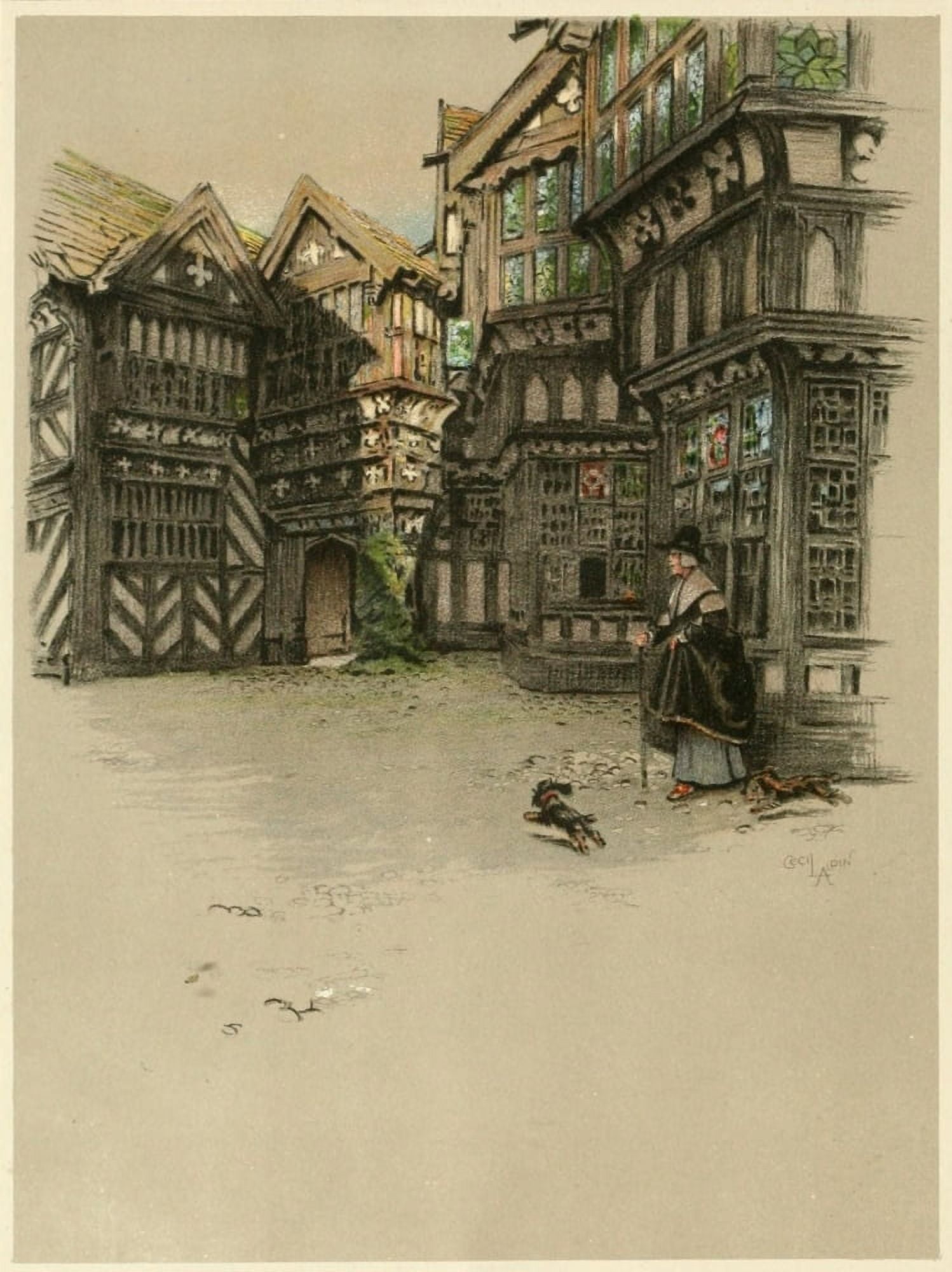 Old Manor Houses 1920 Moreton Old Hall Canvas Art - Cecil Aldin (18 x 24)