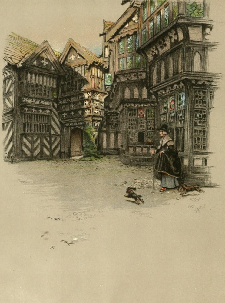 Old Manor Houses 1920 Moreton Old Hall Cheshire 1 Canvas Art - Cecil Aldin (18 x 24)