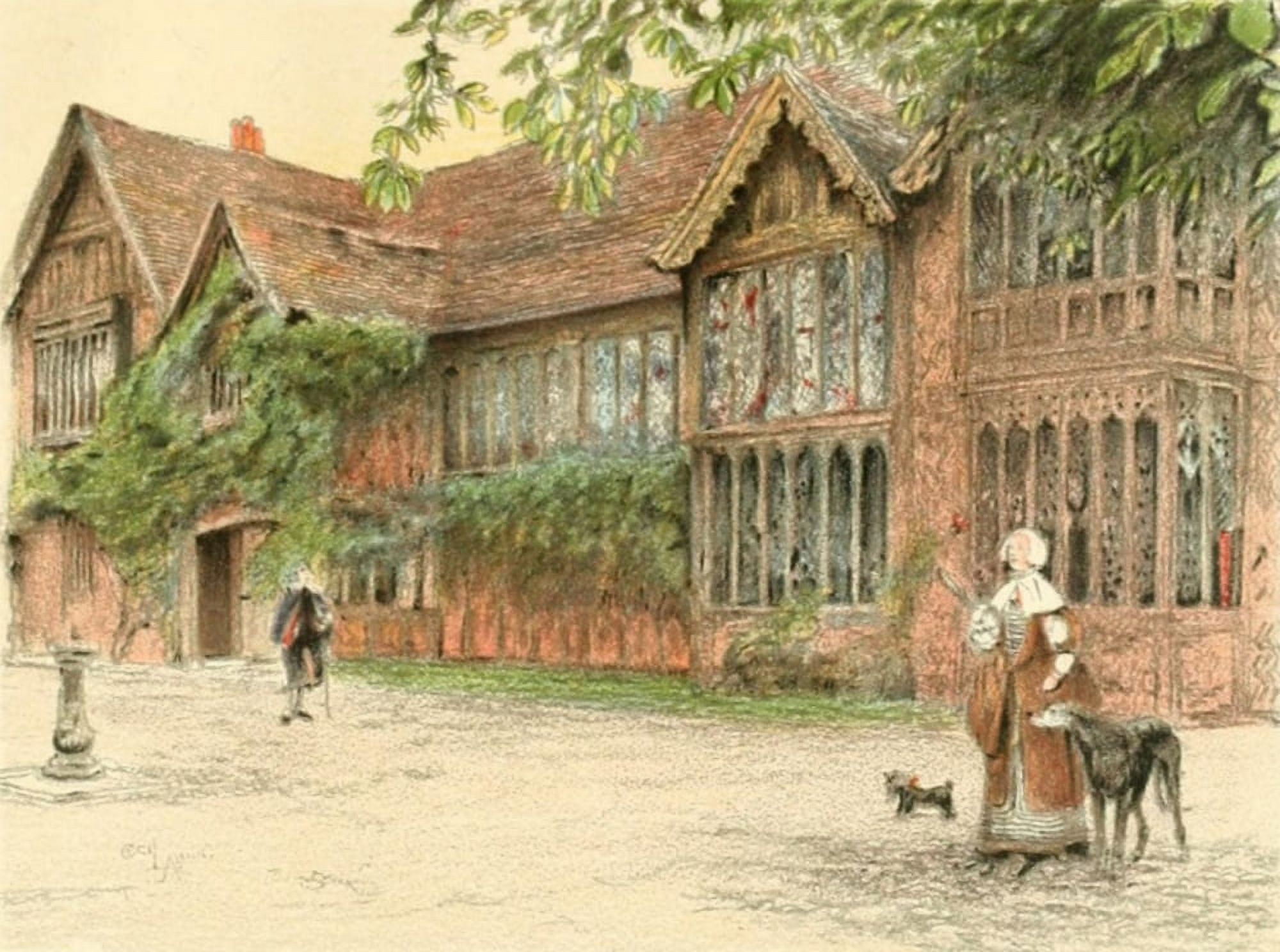 Old Manor Houses 1920 Ockwells Manor Canvas Art - Cecil Aldin (18 x 24)