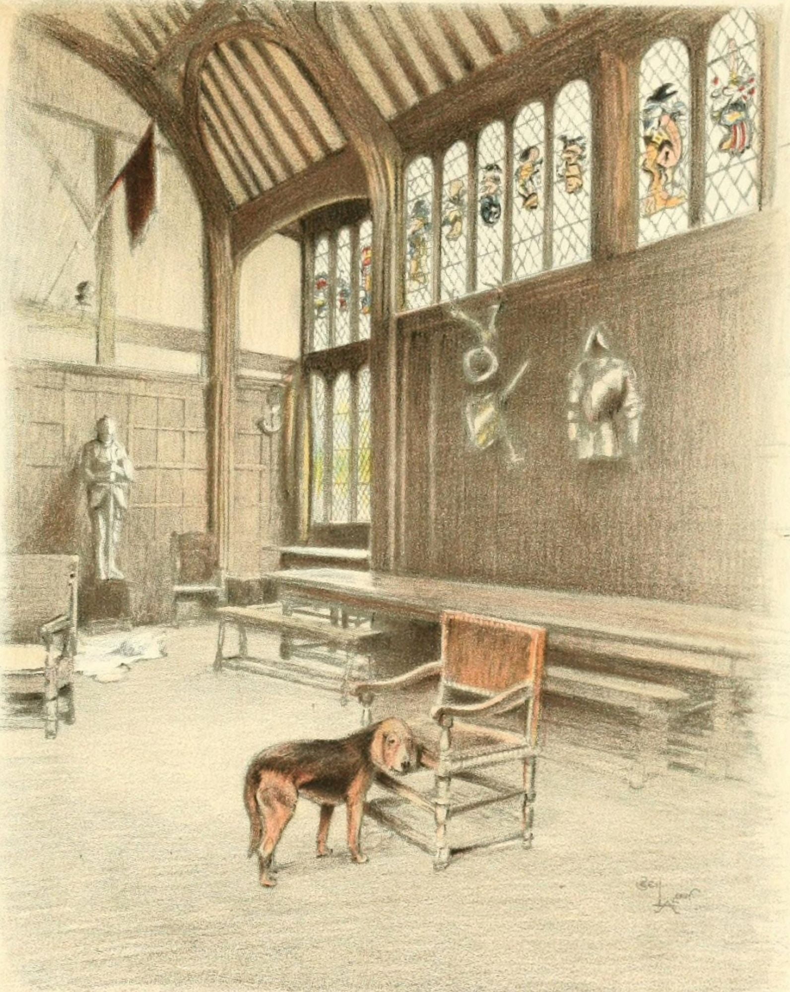 Old Manor Houses 1920 Ockwells Manor interior Canvas Art - Cecil Aldin (18 x 24)