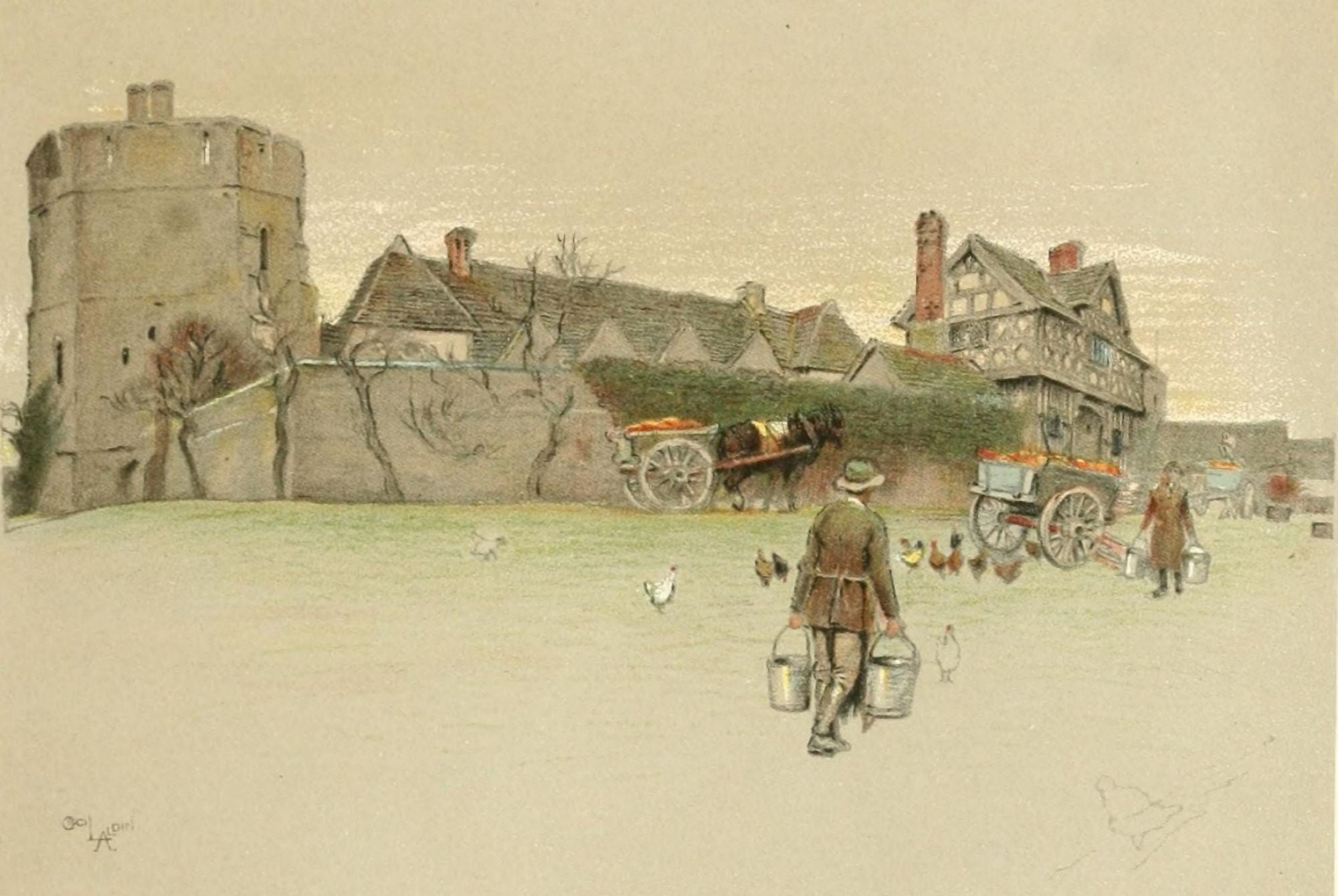 Old Manor Houses 1920 Stokesay Castle Shropshire 1 Canvas Art - Cecil Aldin (24 x 36)