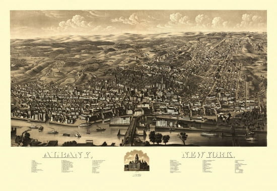 Old Map of Albany New York 1879 Albany County Canvas Art - (18 x 24)