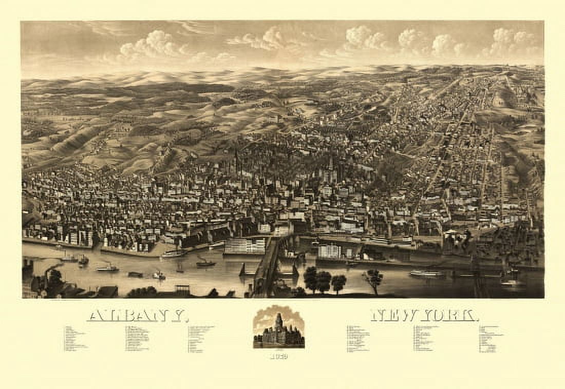 Old Map of Albany New York 1879 Albany County Canvas Art -  (36 x 54)