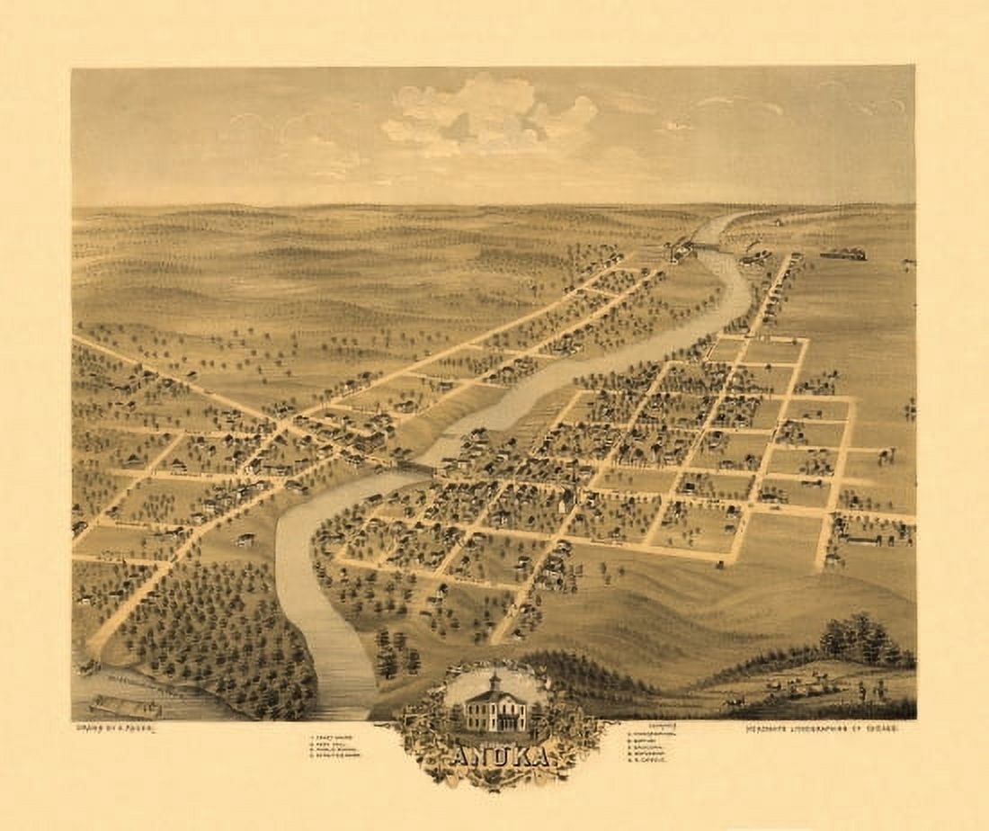 Old Map of Anoka Minnesota 1869 Anoka County Canvas Art - (18 x 24)