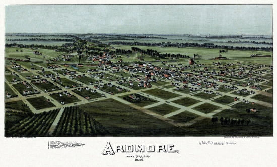 Old Map of Ardmore Oklahoma 1891 Carter County Canvas Art -  (18 x 24)