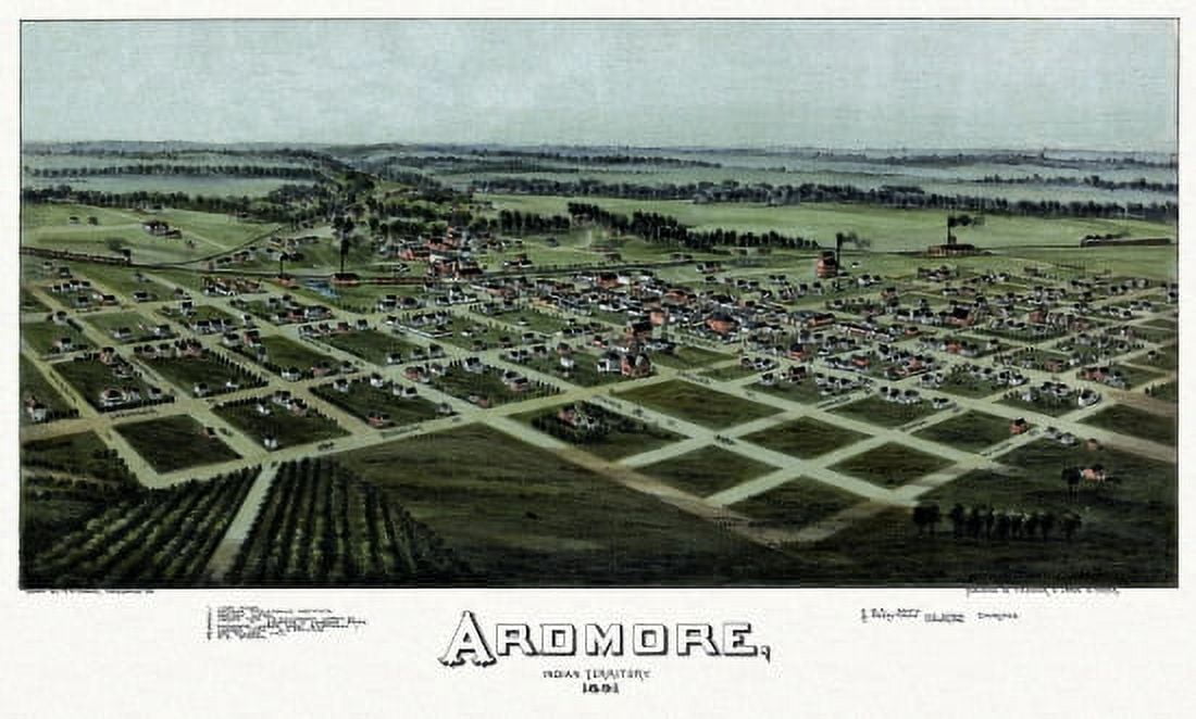 Old Map of Ardmore Oklahoma 1891 Carter County Canvas Art - (36 x 54)