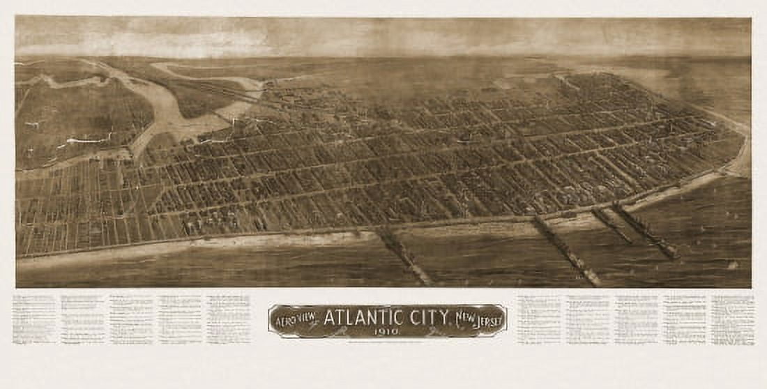 Old Map of Atlantic City New Jersey 1910 Atlantic County Canvas Art - (18 x 24)