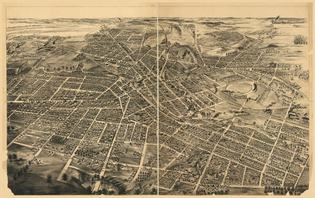 Old Map of Battle Creek Michigan 1882 Calhoun County Canvas Art - (18 x 24)