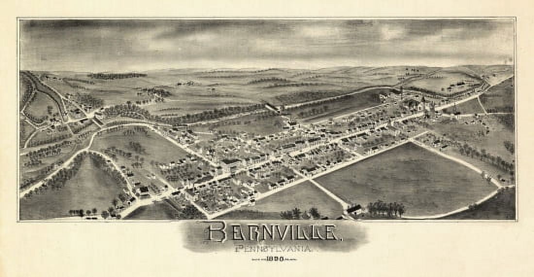 Old Map of Bernville Pennsylvania 1898 Berks County Canvas Art - (36 x 54)
