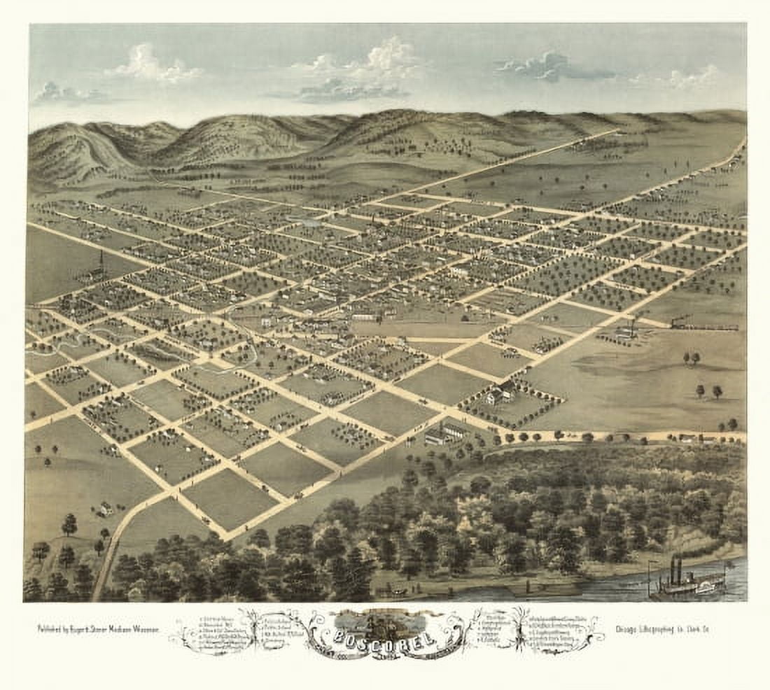 Old Map of Boscobel Wisconsin 1869 Grant County Canvas Art - (18 x 24)