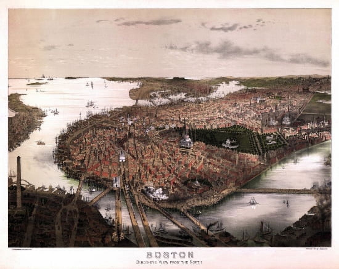 Old Map of Boston Massachusetts 1877 Suffolk County Canvas Art - (18 x 24)