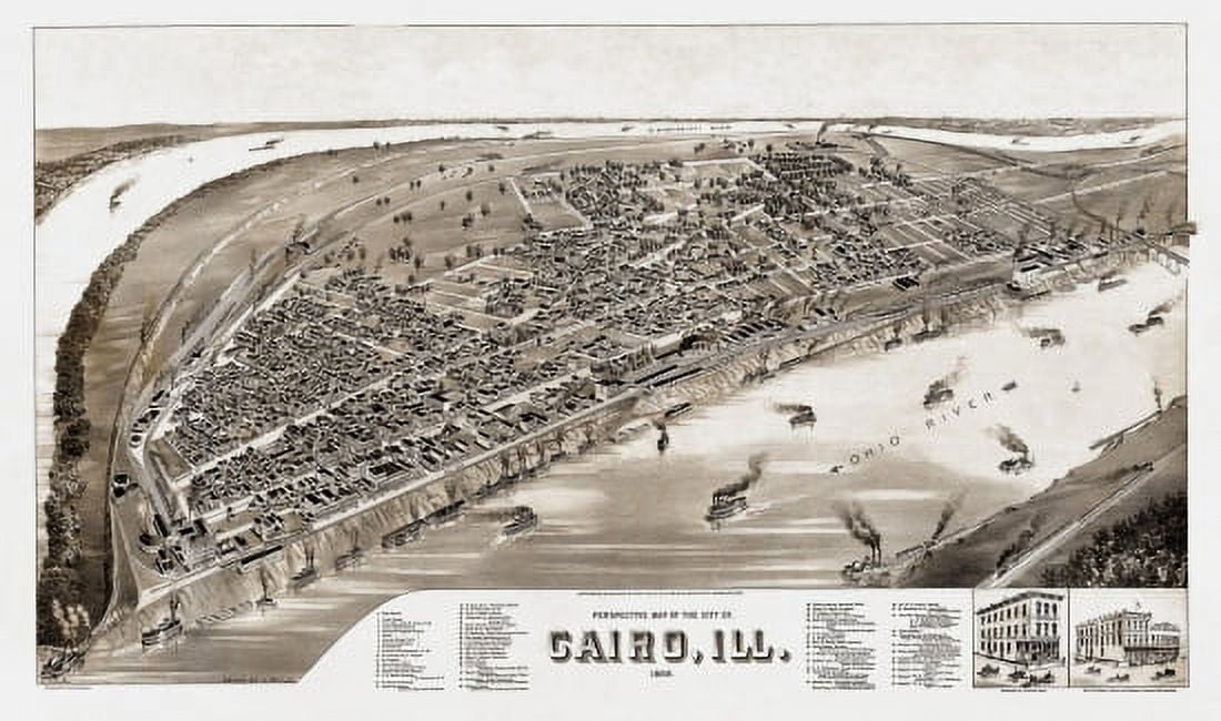 Old Map of Cairo Illinois 1888 Alexander County Canvas Art - (24 x 36)