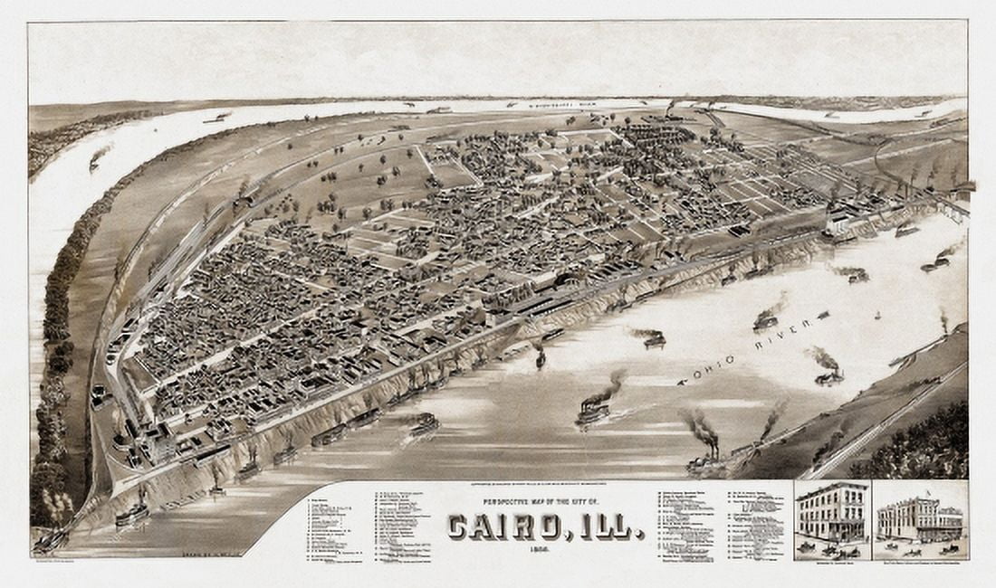 Old Map of Cairo Illinois 1888 Alexander County Canvas Art - (36 x 54)
