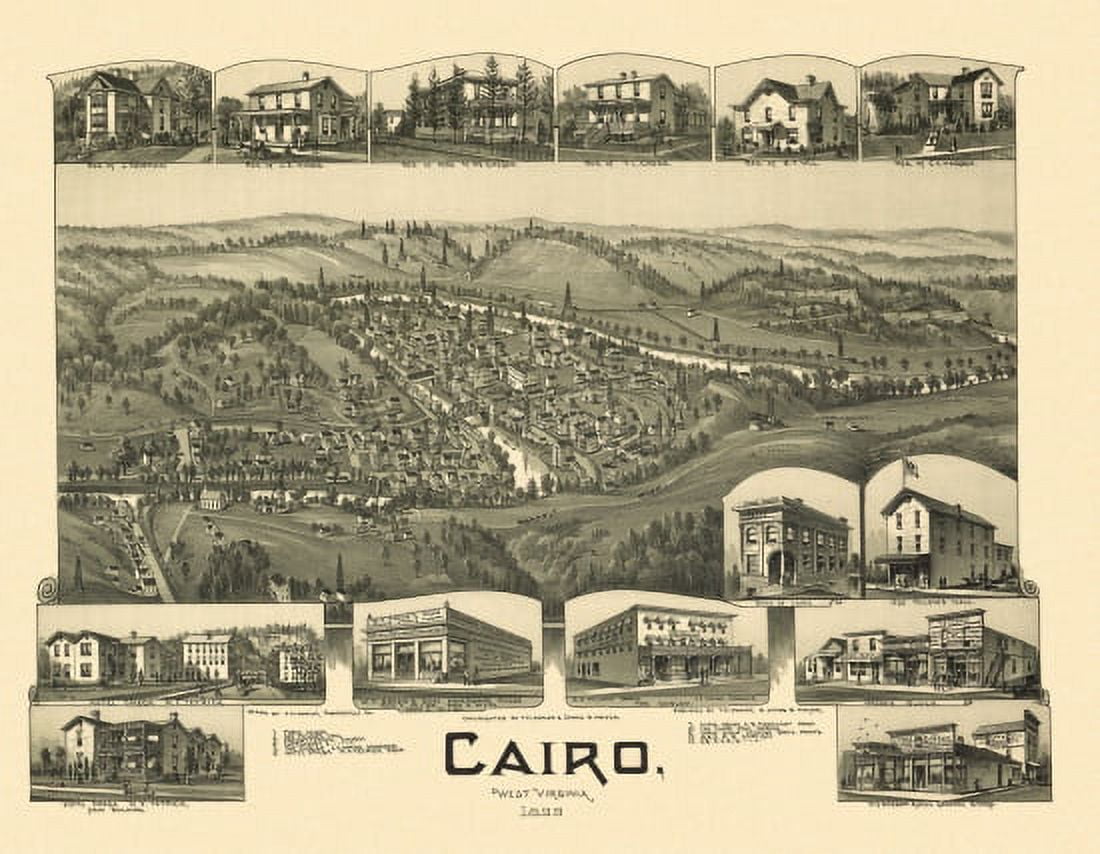 Old Map of Cairo West Virginia 1899 Ritchie County Canvas Art - (18 x 24)