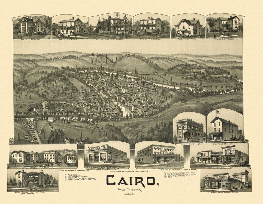 Old Map of Cairo West Virginia 1899 Ritchie County Canvas Art - (24 x 36)